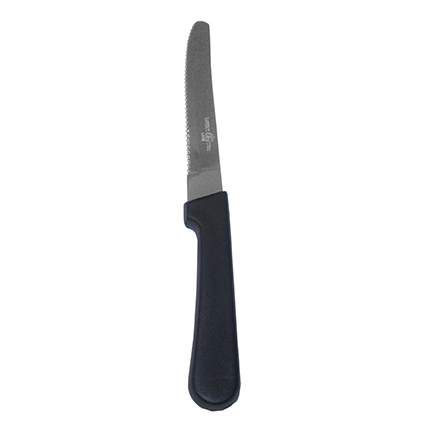 Serrated Knife with Plastic Handle, Black, 8 3/4
