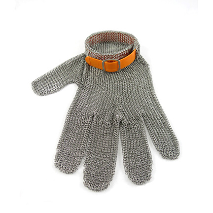Reversible Stainless Steel Mesh Glove, 5 Fingers, Orange, XLarge