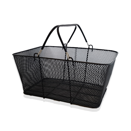 Black Metal Basket, 12.5'' W x 16'' L x 7.5'' H, 2 handles